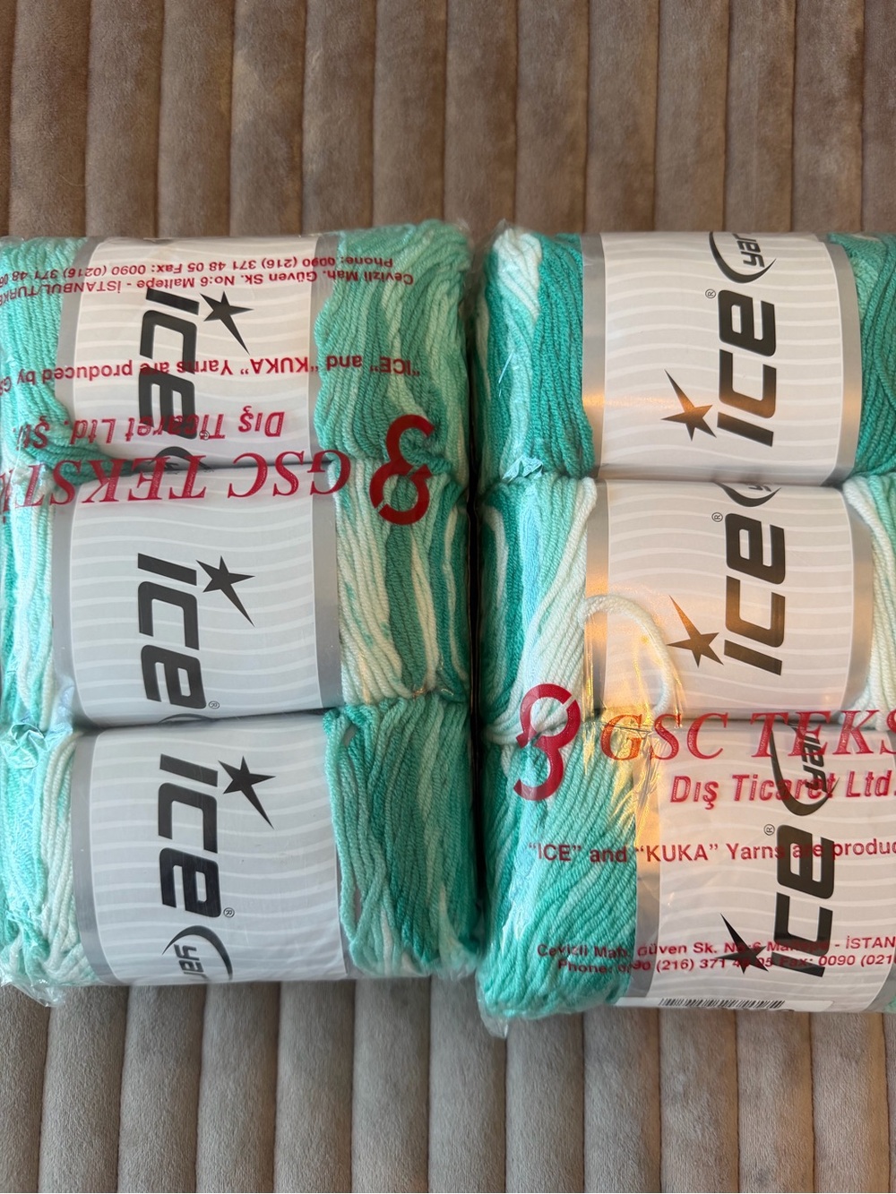Ice Multicolor Mint & White Variegated Yarn - 4 Pack